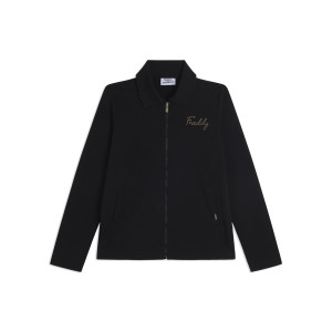 Freddy Felpa Zip con Collo a Camicia e Inserti Animalier Nero Donna Small