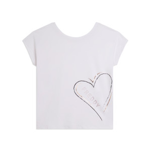 Freddy T-shirt reversibile con cuori e logo Bianco Donna Small