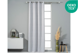 Κουρτίνα Easy Home Kayla Blackout 260x140cm Γκρι Εμπριμέ με Τρουκς