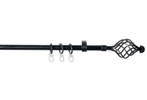 Κουρτινόβεργα Homefit Prado Επεκτεινόμενη Φ16/19mm 120/210cm Μαύρη/Ασημί
