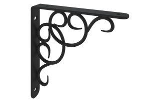 Lux Curly Γωνία Στήριξης Ραφιού Μεταλλική Μαύρη Ματ 2.5x19x19cm