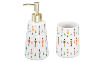 Marva Home Stoneware Σετ Ντισπένσερ και Ποτηροθήκη Κεραμικό