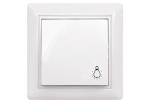 illuminON Alfa Μπουτόν Κλιμακοστασίου Λευκό με Σύμβολο Λαμπτήρα & Πλαίσιο