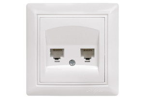 illuminON Alfa Πρίζα Δικτύου Διπλή RJ45 Λευκή με Πλαίσιο