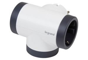Legrand Αντάπτορας Περιστρεφόμενος 3 Φις Σούκο Λευκό/Μαύρο