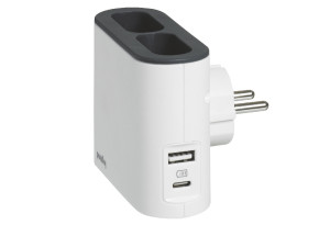Legrand Αντάπτορας με 2 Πρίζες Διπολικές και 2 USB