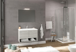 Έπιπλο Μπάνιου με Καθρέπτη Savini Due Oslo Rovere 80cm Γκρι