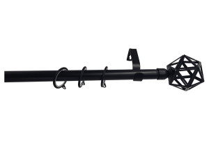 Κουρτινόβεργα Central Home Paris Επεκτεινόμενη Φ16/19mm 120/210cm Μαύρη Ματ