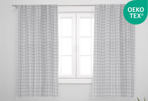Κουρτίνα Παραθύρου Easy Home Timpa 140x140cm Squares με Τρέσα