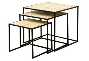 Σετ Τραπέζι Homefit Plegma Sonoma M50xΠ50xΥ48cm M43xΠ43xΥ41cm M36xΠ36xΥ34cm 3τμχ