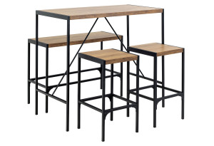 Σετ Ac Design Furniture Bahamas Τραπέζι Μπαρ με Πάγκο & 2 Σκαμπό