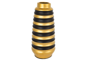 Βάζο Κεραμικό Eurolamp Μαύρο & Χρυσό Μ13.5xΠ13.5xΥ30.5cm