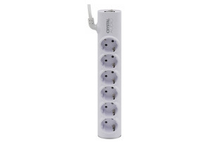 Πολύπριζο Crystal Audio Elegance 6 Θέσεων Λευκό 1.5m