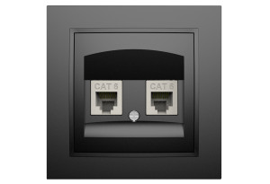 Πρίζα Δικτύου Διπλή RJ 45 Cat 6 IlluminON Alfa Μαύρη