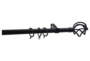 Κουρτινόβεργα Central Home Murchia Επεκτεινόμενη Φ16/19mm 120/210cm Μαύρη Ματ