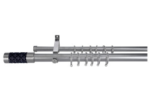 Κουρτινόβεργα Central Home Diva Strass Επεκτεινόμενη Διπλή Φ25/28mm Φ16/19mm 140/240cm Μαύρη