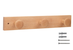 Κρεμάστρα Ash Wood Φυσική με 3 Γάντζους