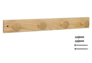 Κρεμάστρα Ash Wood Φυσική με 4 Γάντζους