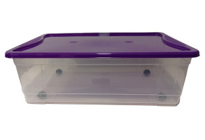 Κουτί Αποθήκευσης Πλαστικό Budget Μ59xΠ40xΥ19.5cm 32lt Μωβ/Διάφανο