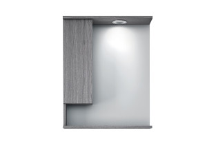 Καθρέπτης Επίπλου Μπάνιου Drop Eco/Cubo 60cm 1 Ερμάριο Αριστερό με LED Wenge Γκρι