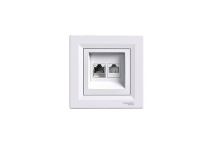 Schneider Asfora Πρίζα Δικτύου RJ45&Τηλεφώνου RJ12 με Πλαίσιο Λευκή