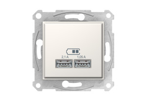 Schneider Sedna Πρίζα USB 2.0 Διπλή Λευκή