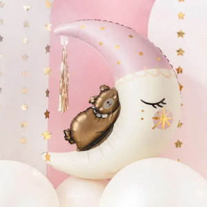 BALON foliowy Miś na księżycu na Baby Shower Narodziny Roczek