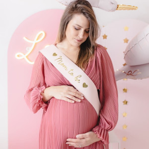 SZARFA dla przyszłej mamy na Baby Shower Różowa