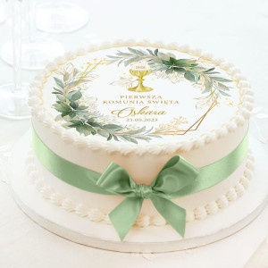 OPŁATEK personalizowany na tort Kielich Komunijny Ø20cm