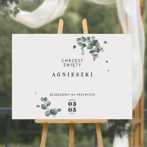 PLAKAT na Chrzest Święty Świeży Eukaliptus 50x70cm