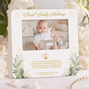 RAMKA na zdjęcie z dnia chrztu Prezent dla dziecka Symbole Chrztu