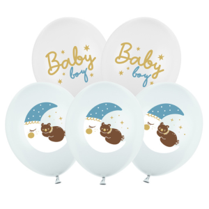 BALONY niebieskie na Baby Shower Baby Boy 6szt
