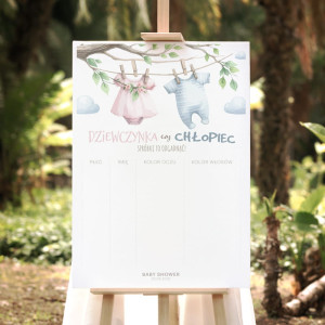 PLAKAT Zabawa Na Baby Shower Zgadnij Płeć 50x70cm