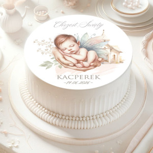 Personalizowany OPŁATEK na Tort Na Chrzest Chłopca