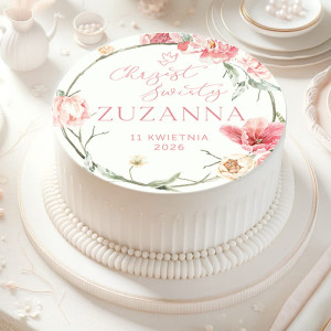 Personalizowany OPŁATEK na Tort Chrzest Święty Dziewczynki