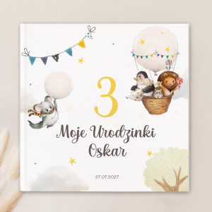 KSIĘGA pamiątkowa urodzin na wpisy i rysunki Wesołe Zwierzątka