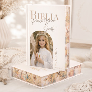 BIBLIA ze Zdjęciem Barwione Brzegi Religijny Prezent na Komunię