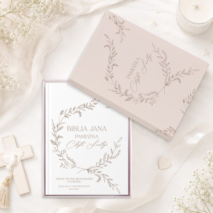 Elegancka BIBLIA w Pudełku Prezent z Okazji Chrztu