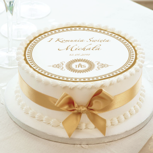 OPŁATEK personalizowany na tort Złota Hostia Ø20cm