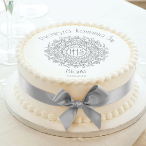 OPŁATEK personalizowany na tort Srebrna Koronka Ø20cm