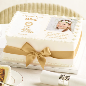 OPŁATEK personalizowany na tort ZE ZDJĘCIEM DZIECKA! wzór 2 19x28cm