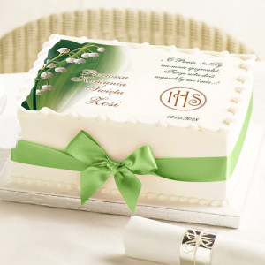 OPŁATEK personalizowany na tort Konwalia 19x28cm