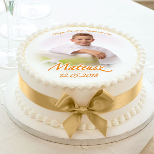 OPŁATEK personalizowany na tort ZE ZDJĘCIEM DZIECKA! Ø20cm
