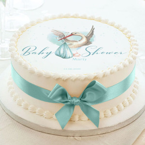 OPŁATEK na tort personalizowany kolekcja Bociankowe Błękitne