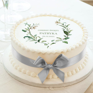 opłatek personalizowany na tort Delikatne Lilie Ø 20 Chrzest Święty