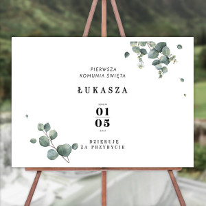 PLAKAT komunijny personalizowany Świeży Eukaliptus 50x70cm