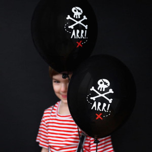 BALONY czarne z białą czaszką Piraci 6szt