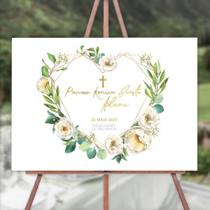 PLAKAT komunijny personalizowany GEOMETRYCZNE SERCE 50X70CM
