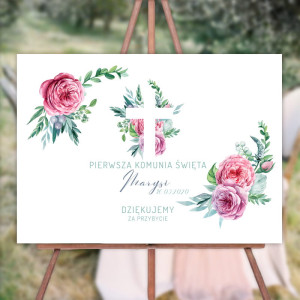PLAKAT komunijny personalizowany FUKSJOWY JASKIER 50X70CM