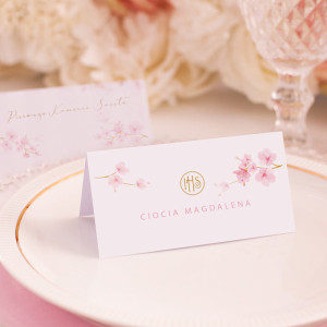 WINIETKA na Komunię Św. personalizowana Różowe Magnolie